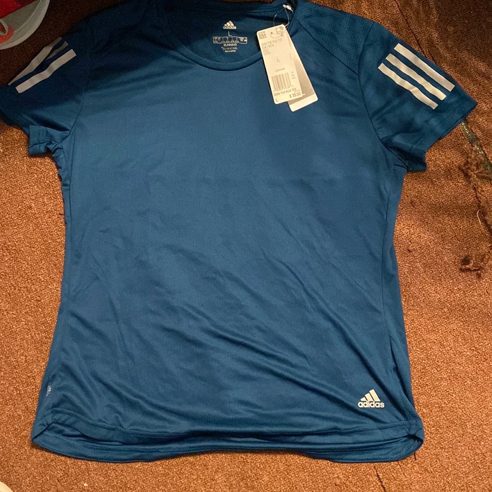 Adidas running own the run tee womens L brand new with tags